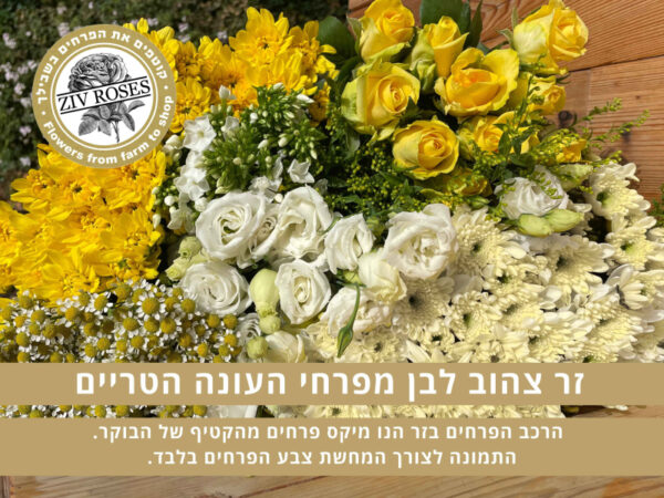 זר צהוב לבן לבחירת המעצב (תמונה להמחשה)